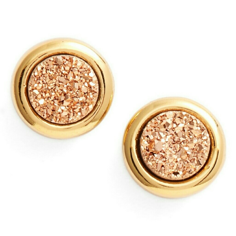 NWT Gorjana Astoria Rose Gold Druzy Stud Earrings
